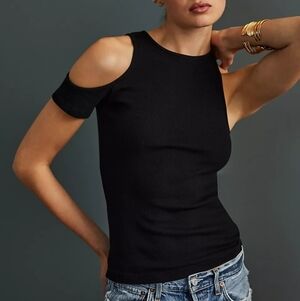 Agolde Val Asymmetric One Sleeve Tee Organic Cotton Black XL